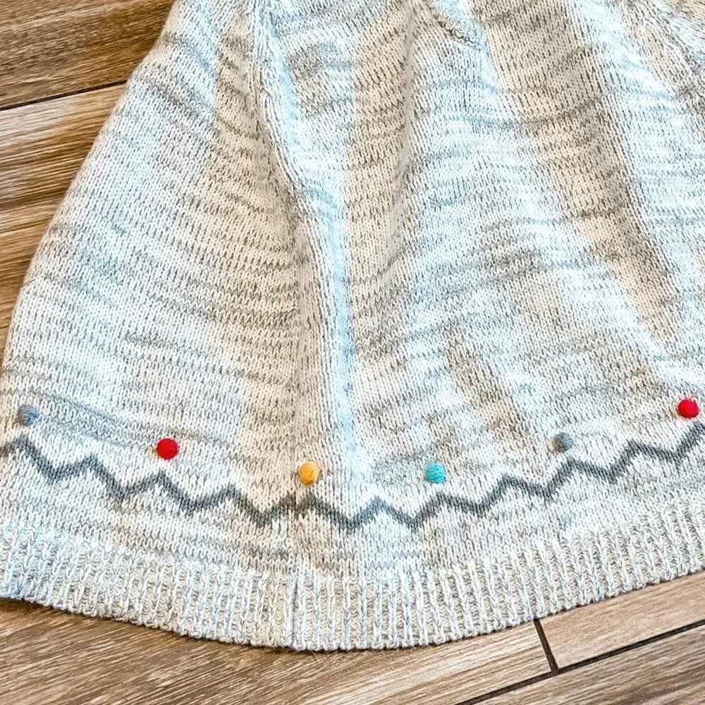 Angel Dear Gray Knit Pom Pom Poncho, Size 3